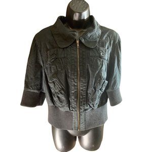 Women's Torrid Black Cotton Bolero Jacket with Red Plaid Lining Size 0